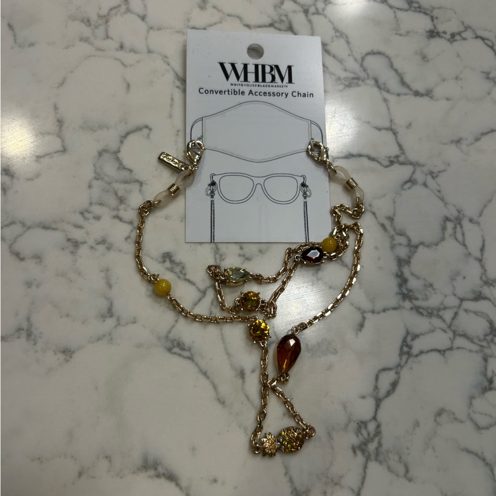 NWT White House Black Market WHBM Convertible Accessory Glasses Chain